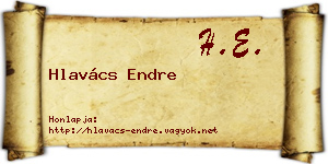Hlavács Endre névjegykártya
